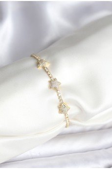 Yıldız Model Zirkon Taşlı Gold Renk Pirinç Su Yolu Kadın Bileklik