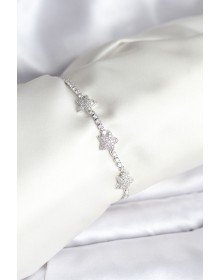 Yıldız Model Zirkon Taşlı Gümüş Renk Pirinç Su Yolu Kadın Bileklik