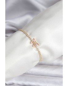 Kelebek Model Zirkon Taşlı Gold Renk Pirinç Su Yolu Kadın Bileklik