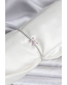 Kelebek Model Zirkon Taşlı Gümüş Renk Pirinç Su Yolu Kadın Bileklik