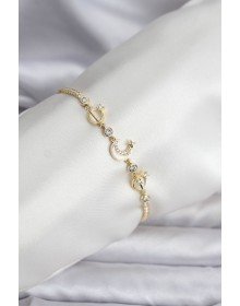 Charmlı Model Zirkon Taşlı Gold Renk Su Yolu Kadın Bileklik