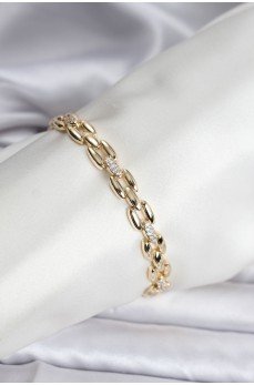 14K Gold Renk Kaplama Zirkon Taşlı Model CM Kadın Bileklik