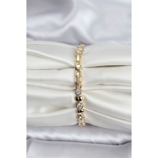 14K Gold Renk Kaplama Zirkon Taşlı CM Kadın Bileklik 14K Gold Renk Kaplama Zirkon Taşlı CM Kadın Bileklik