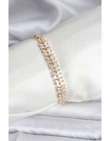 14K Gold Renk Kaplama Başak Model Zirkon Taşlı CM Kadın Bileklik