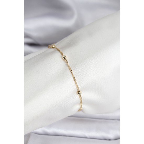 14K Gold Renk Kaplama Topçuklu Model CM Kadın Bileklik 14K Gold Renk Kaplama Topçuklu Model CM Kadın Bileklik