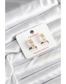 14K Gold Renk Kaplama Zirkon Taşlı CM Kadın Küpe