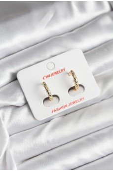 14K Gold Renk Kaplama Zirkon Taşlı Halka Model CM Kadın Küpe