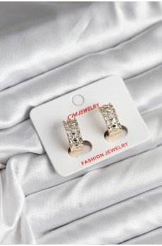 14K Gold Renk Kaplama Zirkon Taşlı CM Kadın Küpe