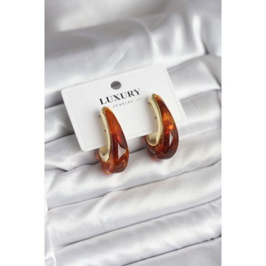 Pirinç Gold Renk Kahverengi Vintage Kadın Küpe Pirinç Gold Renk Kahverengi Vintage Kadın Küpe