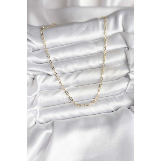 14K Gold Renk Kaplama Ataç Zincir Model CM Kadın Kolye