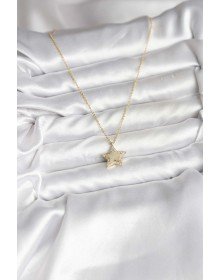 Pirinç Gold Renk Zincirli Yıldızlı Model Kadın Kolye