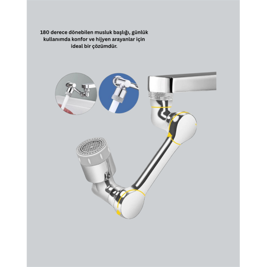1080° Dönebilen Musluk Başlığı 2 Su Modlu Ayarlanabilir Esnek Tasarım 1080° Dönebilen Musluk Başlığı 2 Su Modlu Ayarlanabilir Esnek Tasarım