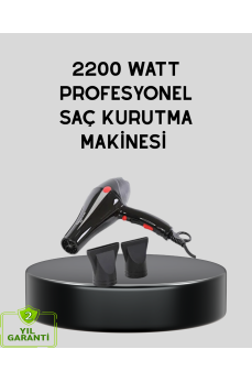 Profesyonel 2200W Fön Makinesi – AC Motorlu, Hızlı Kurutma, Hafif Tasarım