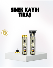 2’si 1 Arada Saç ve Sakal Düzeltici Seti – T Bıçaklı, 8 Farklı Kılavuz Tarağı