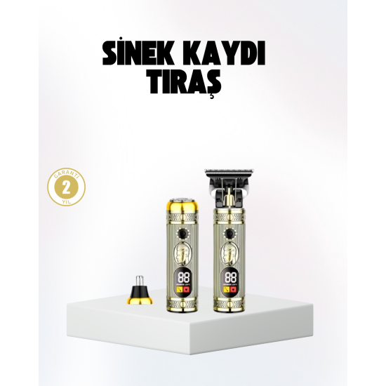 2’si 1 Arada Saç ve Sakal Düzeltici Seti – T Bıçaklı, 8 Farklı Kılavuz Tarağı