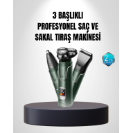 3D Akıllı Kesim Teknolojili Şarjlı Tıraş Seti – 3 Başlıklı, Paslanmaz Çelik Bıçaklı