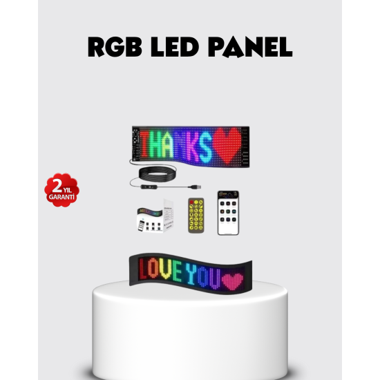 RGB LED Panel – USB Güç Girişli, GIF ve Yazı Gösterimli Akıllı Ekran