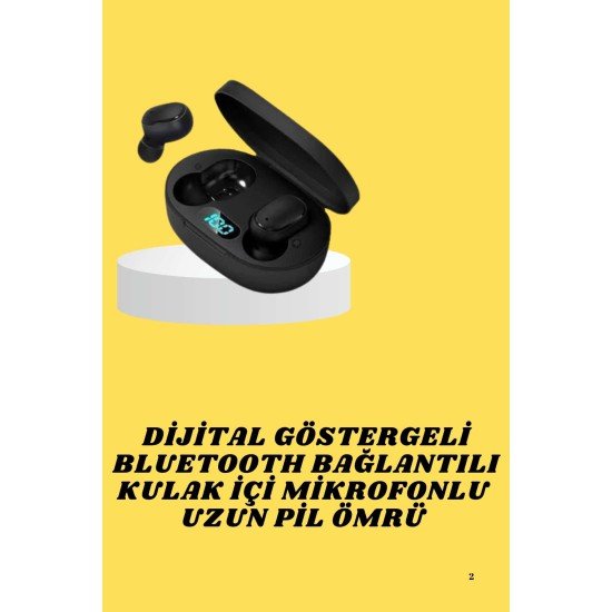 TWS Bluetooth Kulaklık Kulak İçi Kablosuz Dijital Göstergeli Çağrı Cevaplayabilen