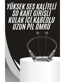 Boyun Bantlı Kulak İçi Kablolu Yüksek Ses Kaliteli Bluetooth Kulaklık