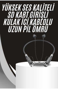 Boyun Bantlı Kulak İçi Kablolu Yüksek Ses Kaliteli Bluetooth Kulaklık