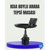 360° Döner Araç Bardaklık Tepsisi Geniş Yemek Alanlı Telefon Standlı