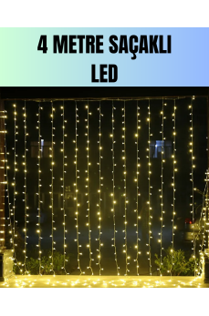 4 Metre Yılbaşı Şelale Led Perde Işık Ev Bahçe Dekor