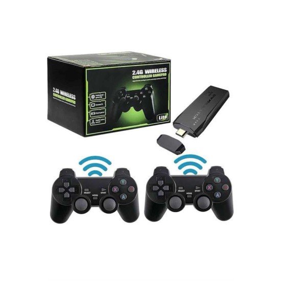 2 Kollu Kablosuz 2.4G Retro Oyunlar 4k Game Stick 3500 Oyun Atari