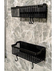 2 Li Plastik Yapışkanlı Askılı Mutfak- Banyo Rafı Düzenleyici Duş Şampuanlık