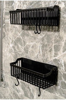 2 Li Plastik Yapışkanlı Askılı Mutfak- Banyo Rafı Düzenleyici Duş Şampuanlık