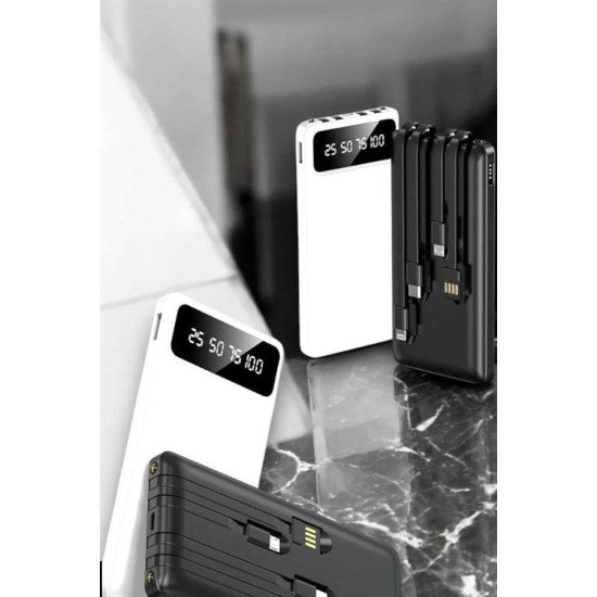 20.000 Mah Led Işıklı LCD Ekran USB Girişli Type-C Lightning Powerbank