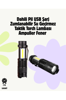 2000 Lümen LED El Feneri - Suya Dayanıklı, Odaklı, Klipsli