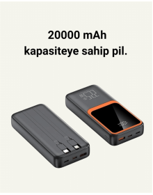 20000 mAh Taşınabilir Powerbank | Çok Kablolu, Hızlı Şarj Destekli (22.5W)