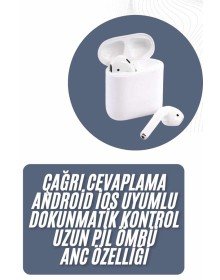 2025 Model Çağrı Cevaplayabilen Bluetooth Kulaklık Beyaz Dokunmatik Kontrol