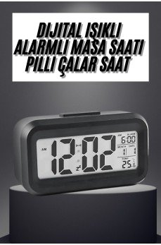 Gece Dijital Masa Saati Dijital Alarmlı Led Ekran Pilli Çalar Saat