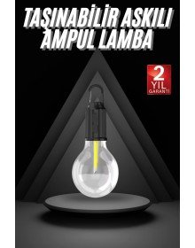 3 Farklı Mod LED'li Şarjlı Asma Kancalı Kamp Lambası Taşınabilir Ampul