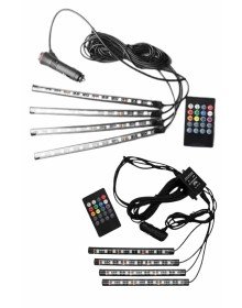 12'Lİ Şerit Led Işık RGB Sese ve Müziğe Duyarlı Araç İçi Ayak Altı