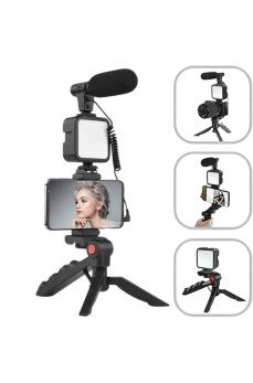 Akıllı Telefon Vlog Kiti Tripod Mini Mikrofonlu Telefon Tutucu Akıllı Telefon Vlog Kiti Tripod Mini Mikrofonlu Telefon Tutucu