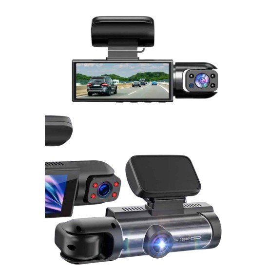 Araç Kamerası Black Box Çift Kameralı Ekranlı Full HD Sürüş Kamerası