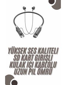 120 Saat Bluetooth Kulaklık Kablolu Boyun Askılı SD Kart Girişli ANC Özellikli