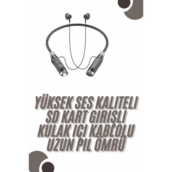 120 Saat Bluetooth Kulaklık Kablolu Boyun Askılı SD Kart Girişli ANC Özellikli