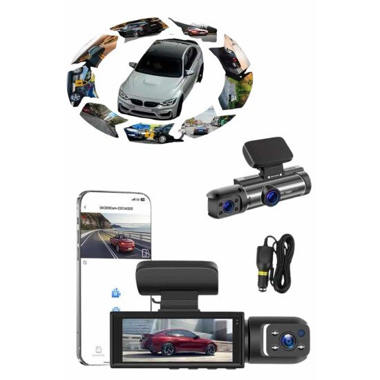 Video ve Fotoğraf Kaydedici Sürüş Kamerası Ön ve Arka Çift Kameralı