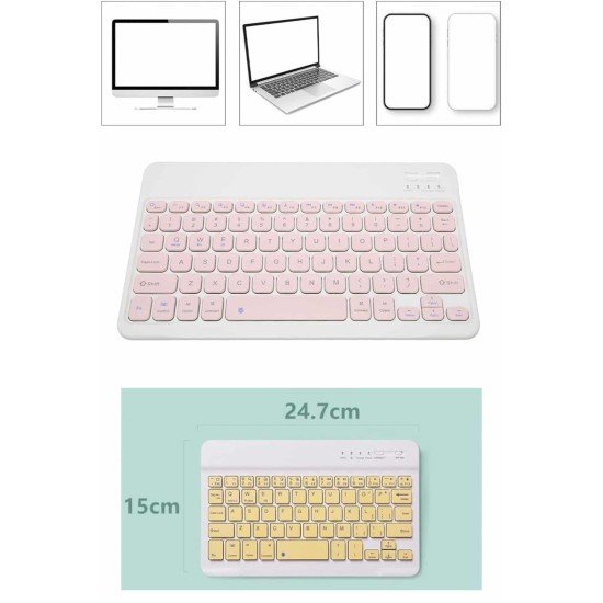 Kablosuz Bluetooth Bağlantılı Taşınabilir Q Klavye Tüm Cihazlara Uyumlu Kablosuz Bluetooth Bağlantılı Taşınabilir Q Klavye Tüm Cihazlara Uyumlu