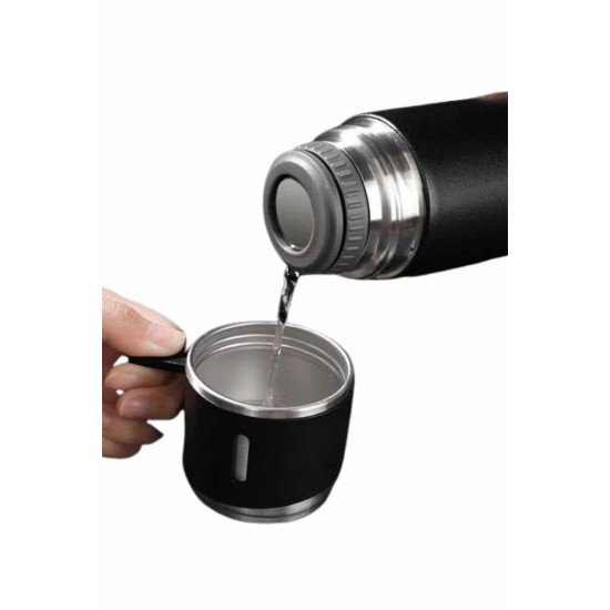 Termos Seti 3'lü Bardak Seti Isı Dayanıklı Siyah Paslanmaz Çelik Vakumlu Termos Seti 3'lü Bardak Seti Isı Dayanıklı Siyah Paslanmaz Çelik Vakumlu