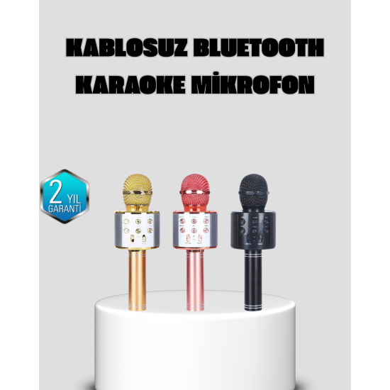 Taşınabilir Karaoke Mikrofon – Bluetooth, USB ve AUX Girişli