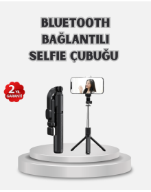 Kablosuz Bluetooth Selfie Çubuğu – 360° Dönebilir Başlık, Taşınabilir ve Şık Tasarım