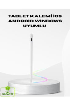 Type-C Şarjlı Dokunmatik Kalem – iPad, iPhone ve Android Uyumlu, Sessiz Çalışan