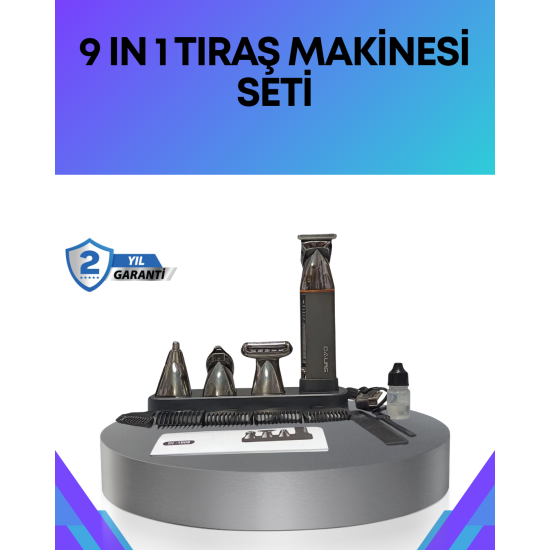 Çok Fonksiyonlu 9’u 1 Arada Tıraş Makinesi Şarjlı Saç Sakal Düzeltici