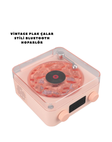 Retro Bluetooth Hoparlör PEMBE