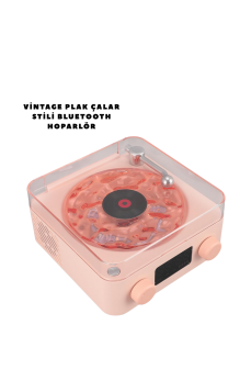 Retro Bluetooth Hoparlör PEMBE