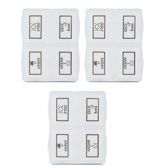 3 Adet - 4 Bölmeli Günlük İlaç Saklama Kutusu 3 Adet - 4 Bölmeli Günlük İlaç Saklama Kutusu